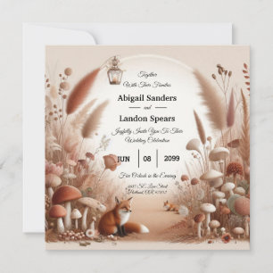 Enchanted Autumn Forest Foxes Wedding Invitation
