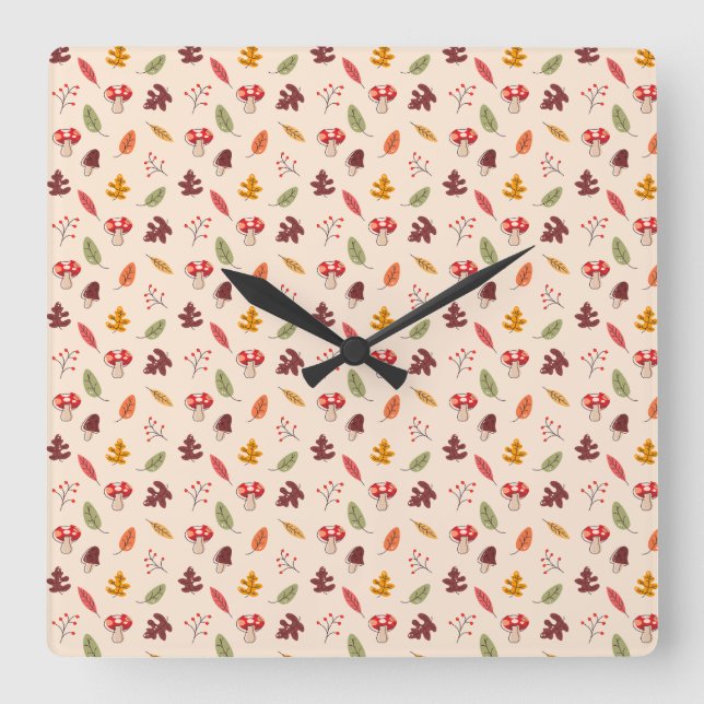 Enchanted Autumn Forest Square Wall Clock (Front)