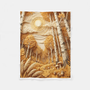 Enchanted Autumn Forest With Birch Trees Fleece Bl Blanket