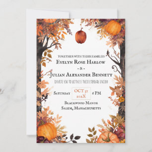 Enchanted Autumn Halloween Acrylic Wedding Invitation