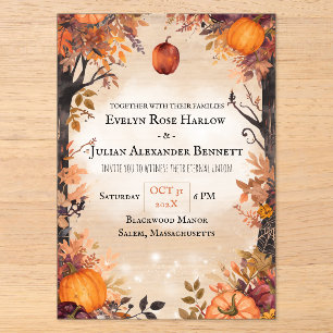 Enchanted Autumn Halloween Acrylic Wedding Invitations