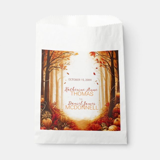 Enchanted Autumn Harvest Silhouette Wedding Favour Bags (Front)