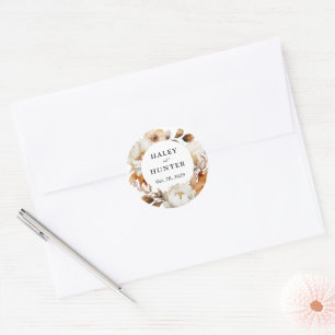 Enchanted Autumn Rustic Blooms Botanical Wedding Classic Round Sticker