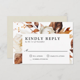 Enchanted Autumn Rustic Boho Blooms Wedding RSVP Card