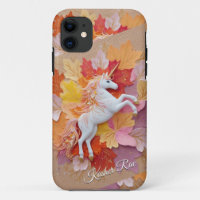 Enchanted Autumn Unicorn Pastel Hues Flowers Text