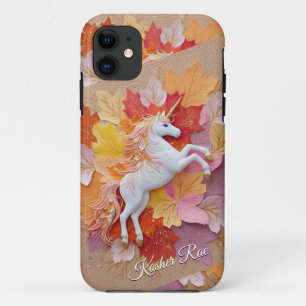 Enchanted Autumn Unicorn Pastel Hues Flowers Text iPhone 11 Case