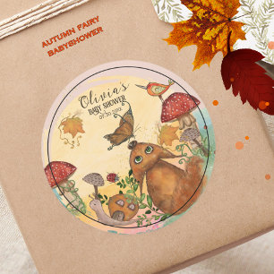 Enchanted Autumn Woodland Baby Shower  Classic Round Sticker