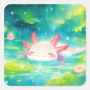 Enchanted Axolotl Pond Bliss Square Sticker