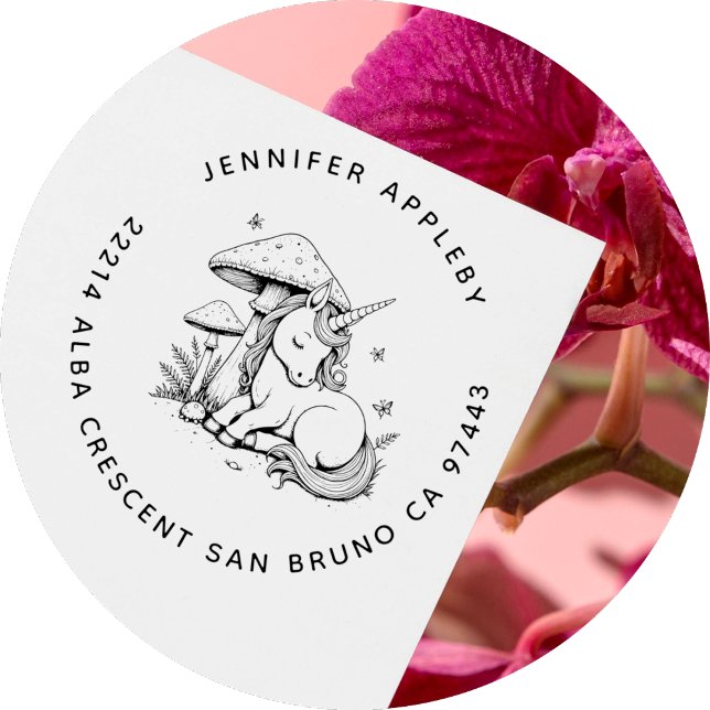 Enchanted Baby Unicorn Toadstool Butterfly Address Self-inking Stamp (Creator Uploaded)