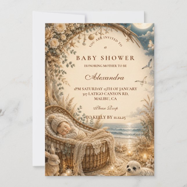 Enchanted Beach Boho Baby Shower Invitation (Front)