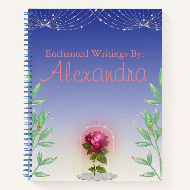 Enchanted Beauty and the Beast Fairy Tale Rose Notebook (Front)