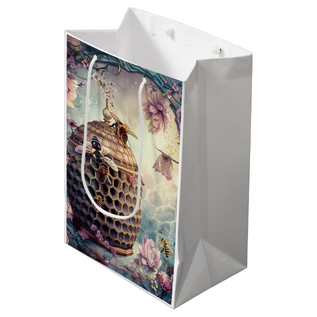 Enchanted Bee Garden Fantasy (10) Medium Gift Bag (Front Angled)