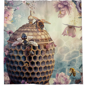 Enchanted Bee Garden Fantasy (10) Shower Curtain