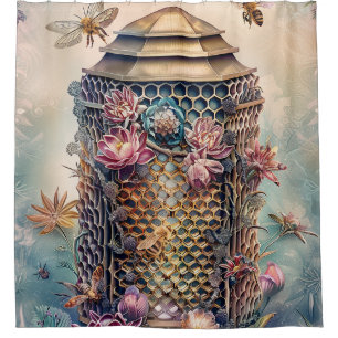 Enchanted Bee Garden Fantasy (1) Shower Curtain