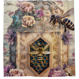 Enchanted Bee Garden Fantasy (5) Shower Curtain