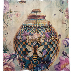 Enchanted Bee Garden Fantasy (6) Shower Curtain