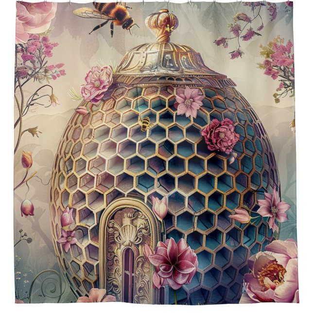 Enchanted Bee Garden Fantasy (7) Shower Curtain (Front)