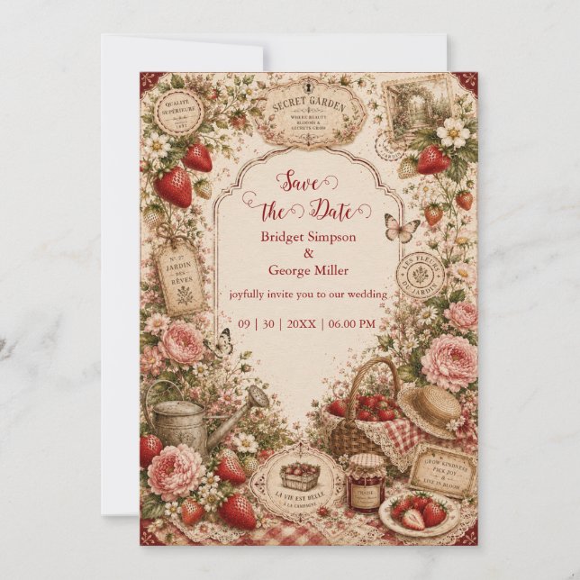 Enchanted Berry Garden Wedding Romance Invitation (Front)