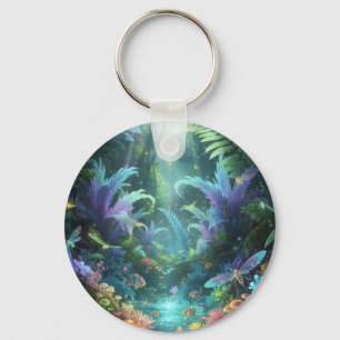 Enchanted Bioluminescent Forest Magical Jungle Key Ring