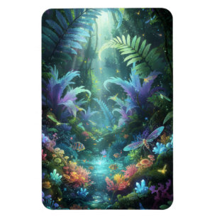 Enchanted Bioluminescent Forest Magical Jungle Magnet