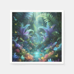 Enchanted Bioluminescent Forest Magical Jungle  Napkin