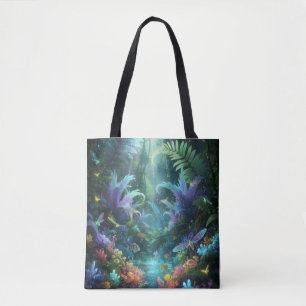 Enchanted Bioluminescent Forest Magical Jungle Tote Bag