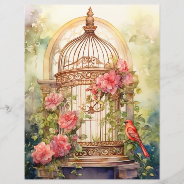 Enchanted Bird Sanctuary Scrapbook Paper (Front)