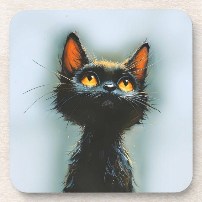 Enchanted Black Cat Coaster (Front)