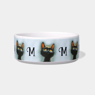 Enchanted Black Cat Initialled Bowl