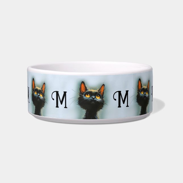 Enchanted Black Cat Initialled Bowl (Front)