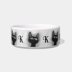 Enchanted Black Cat Initialled Bowl