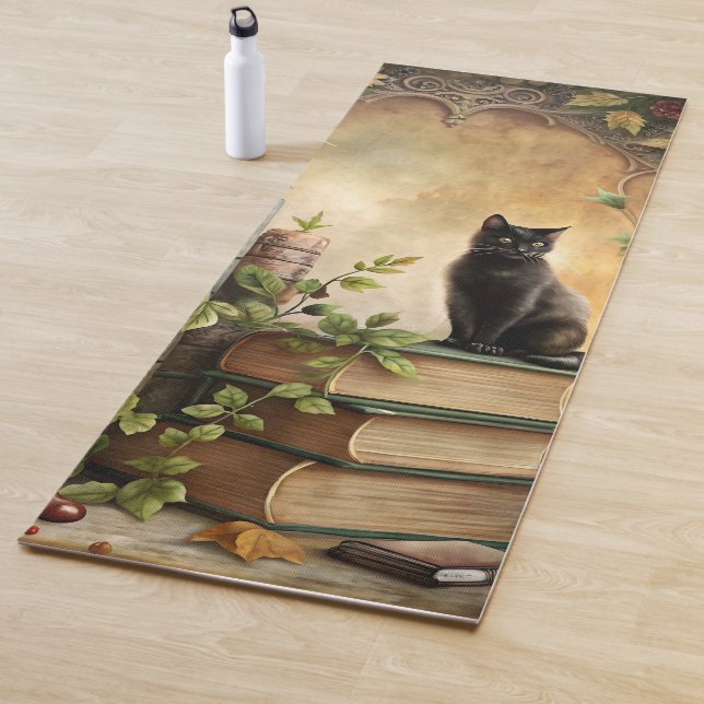 Enchanted Black Cat Library Yoga Mat (In Situ)