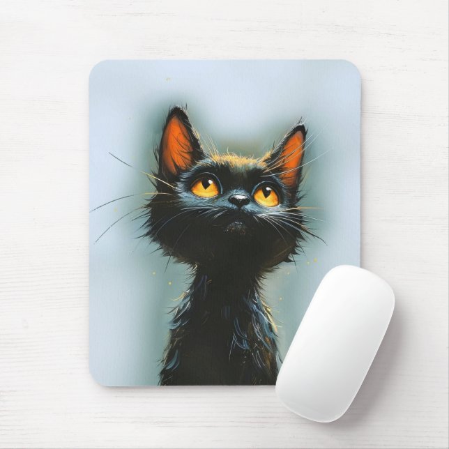 Enchanted Black Cat Mouse Mat (With Mouse)