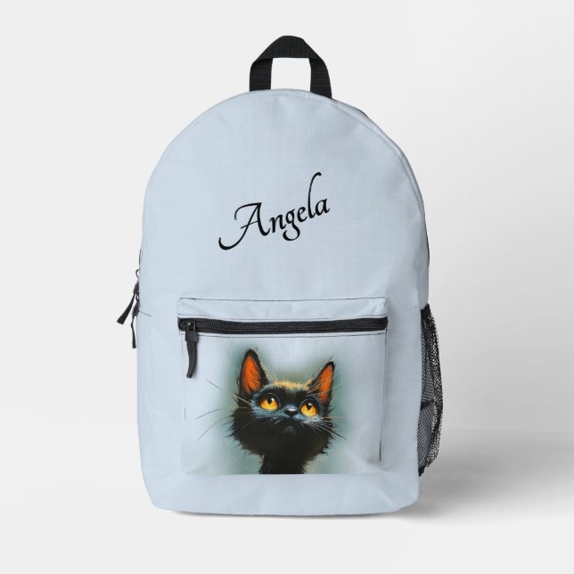 Enchanted Black Cat Personal Printed Backpack (Front)