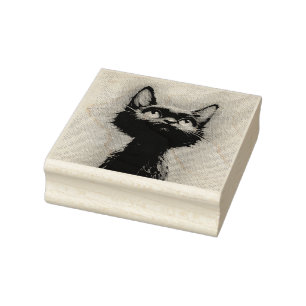 Enchanted Black Cat Rubber Stamp