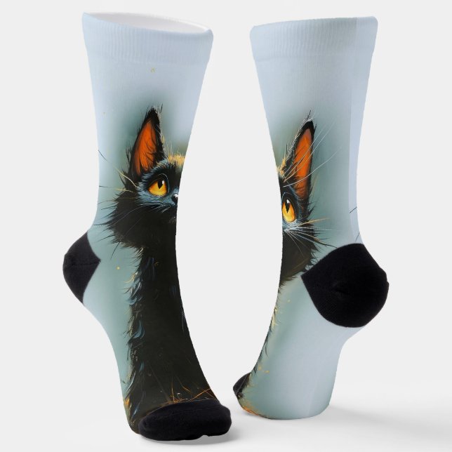 Enchanted Black Cat Socks (Angled)