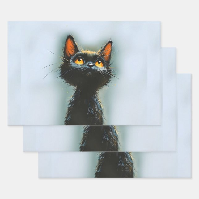 Enchanted Black Cat Wrapping Paper Sheet (Set)