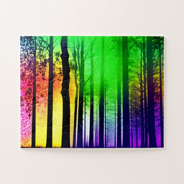 Enchanted Black Forest Under Rainbow Coloured Sky Jigsaw Puzzle (Horizontal)