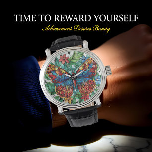 Enchanted Bloom" - Floral Butterfly Watch