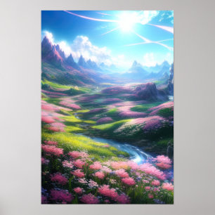 Enchanted Blooms: A Magical Valley Poster