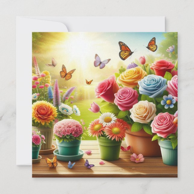 Enchanted Blooms Floral Flat Card (Front)