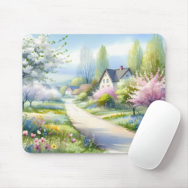 Enchanted Blossom Country Lane Mouse Mat (With Mouse)