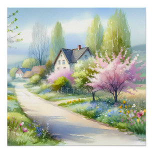 Enchanted Blossom Country Lane Poster