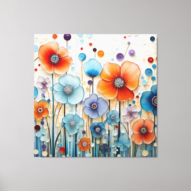 Enchanted Blossoming Meadow Wildflowers Canvas Print (Front)