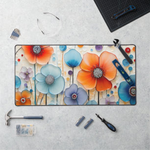 Enchanted Blossoming Meadow Wildflowers Desk Mat
