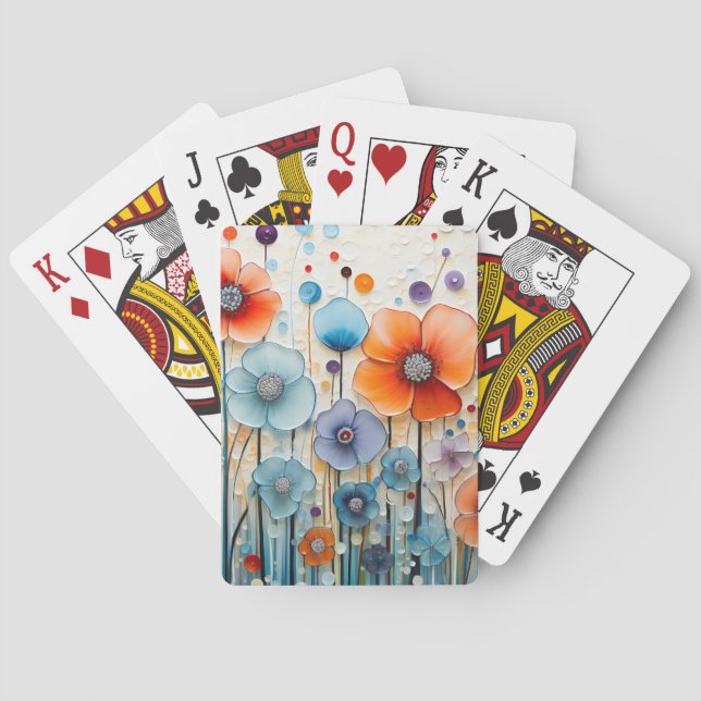 Enchanted Blossoming Meadow Wildflowers Playing Cards (Back)