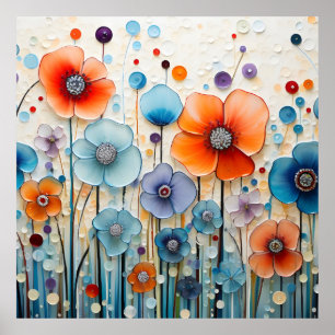 Enchanted Blossoming Meadow Wildflowers Poster