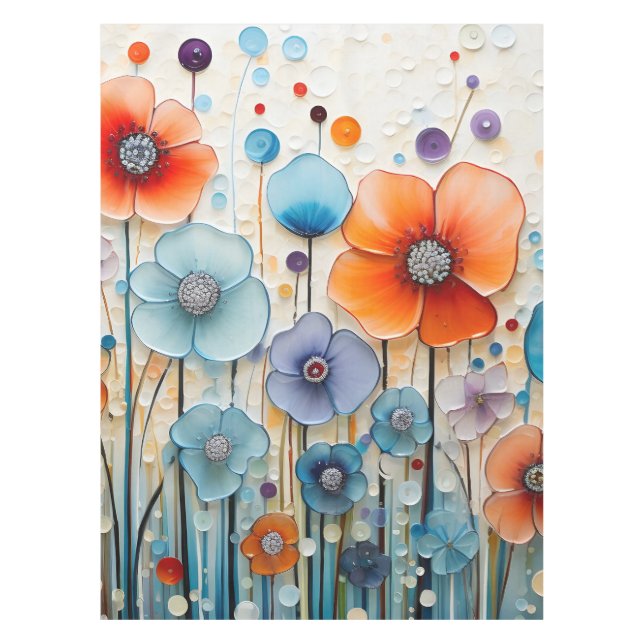 Enchanted Blossoming Meadow Wildflowers Tablecloth (Front)