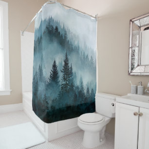Enchanted Blue Forest Escape Shower Curtain