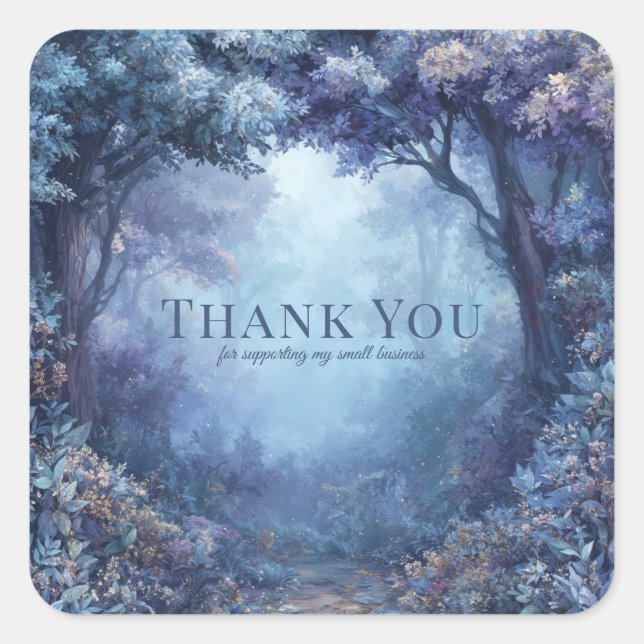 Enchanted Blue Forest Magical Woodland Square Sticker (Front)